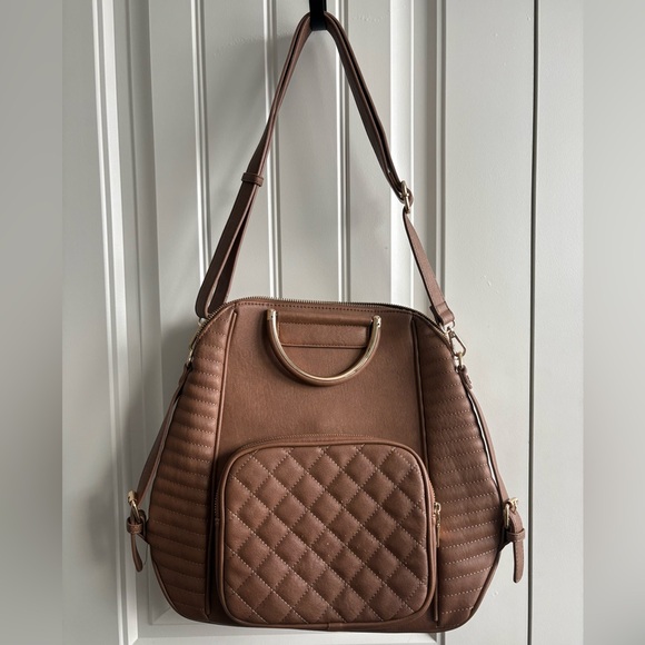 Miztique Handbags - Miztique Brown Faux Leather Laptop Bag/Backpack